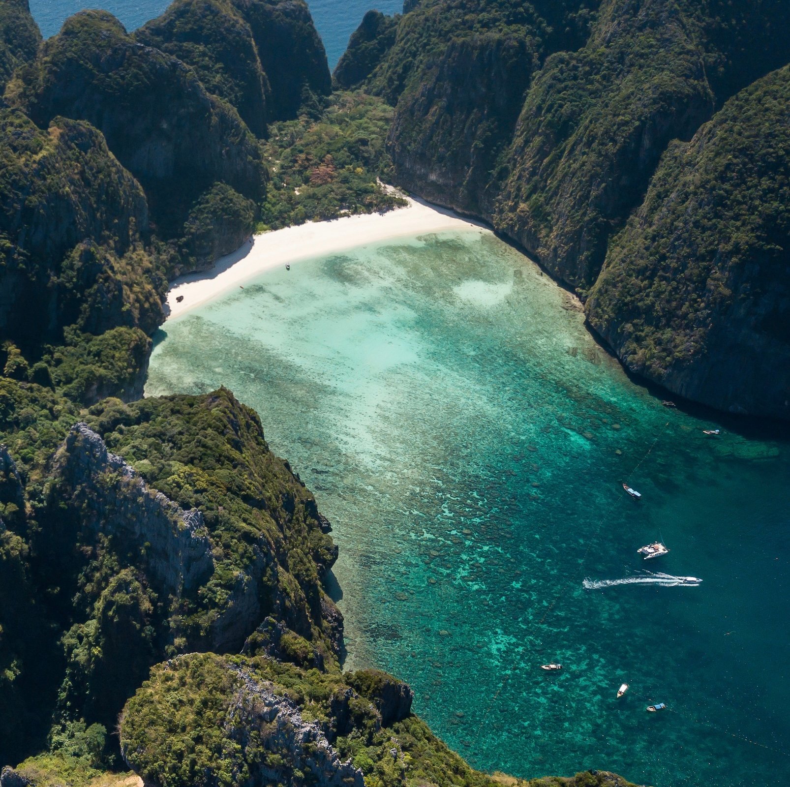 Maya Bay Thailand aerial view
