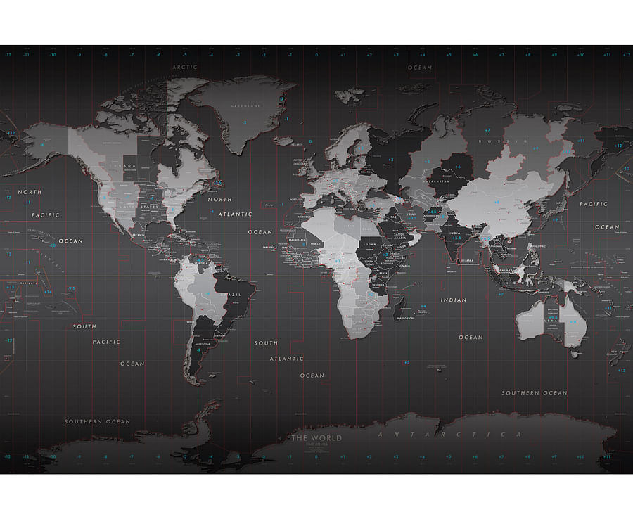 World map highlighting Thailand and GMT+7 time zone