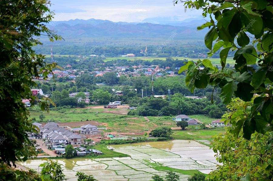 Panoramic view of Nan city from Wat Phra That Khao Noi, Thailand