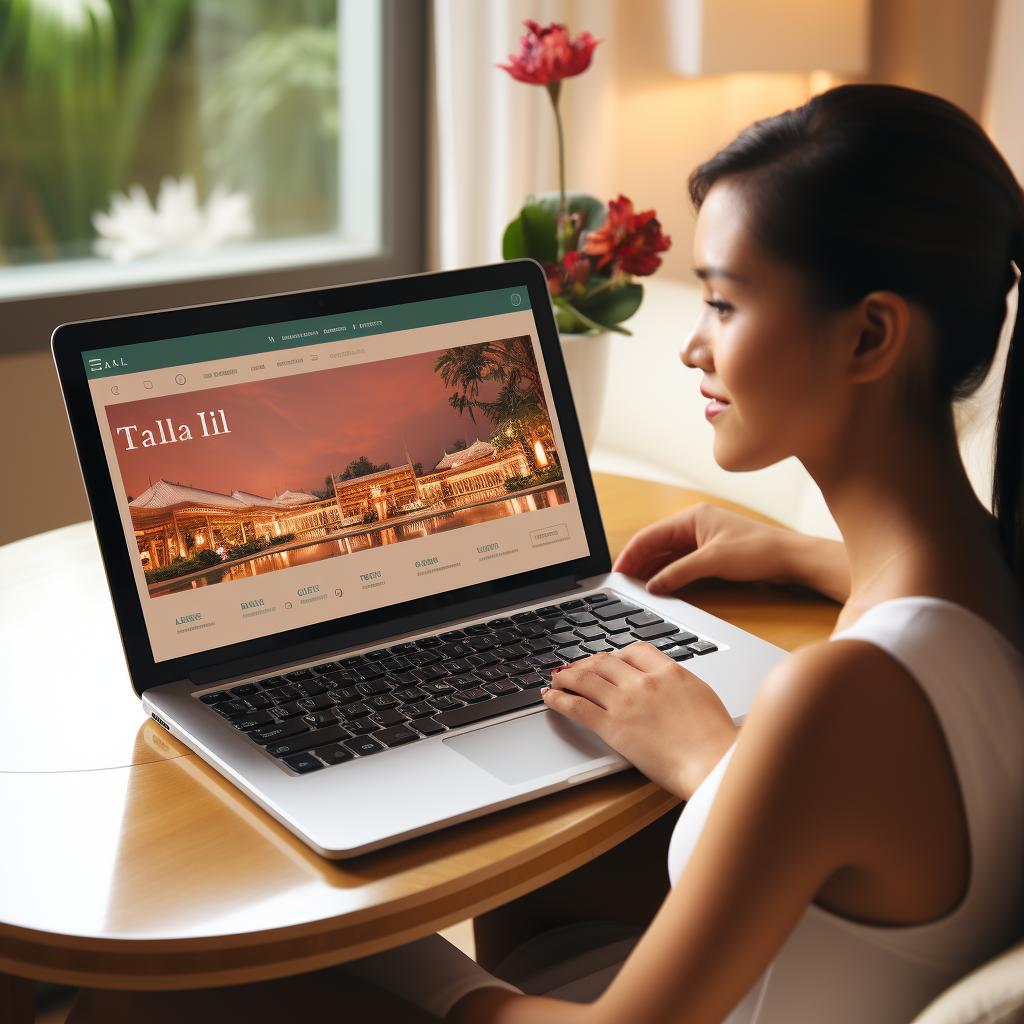 Thai hotel booking on a laptop screen